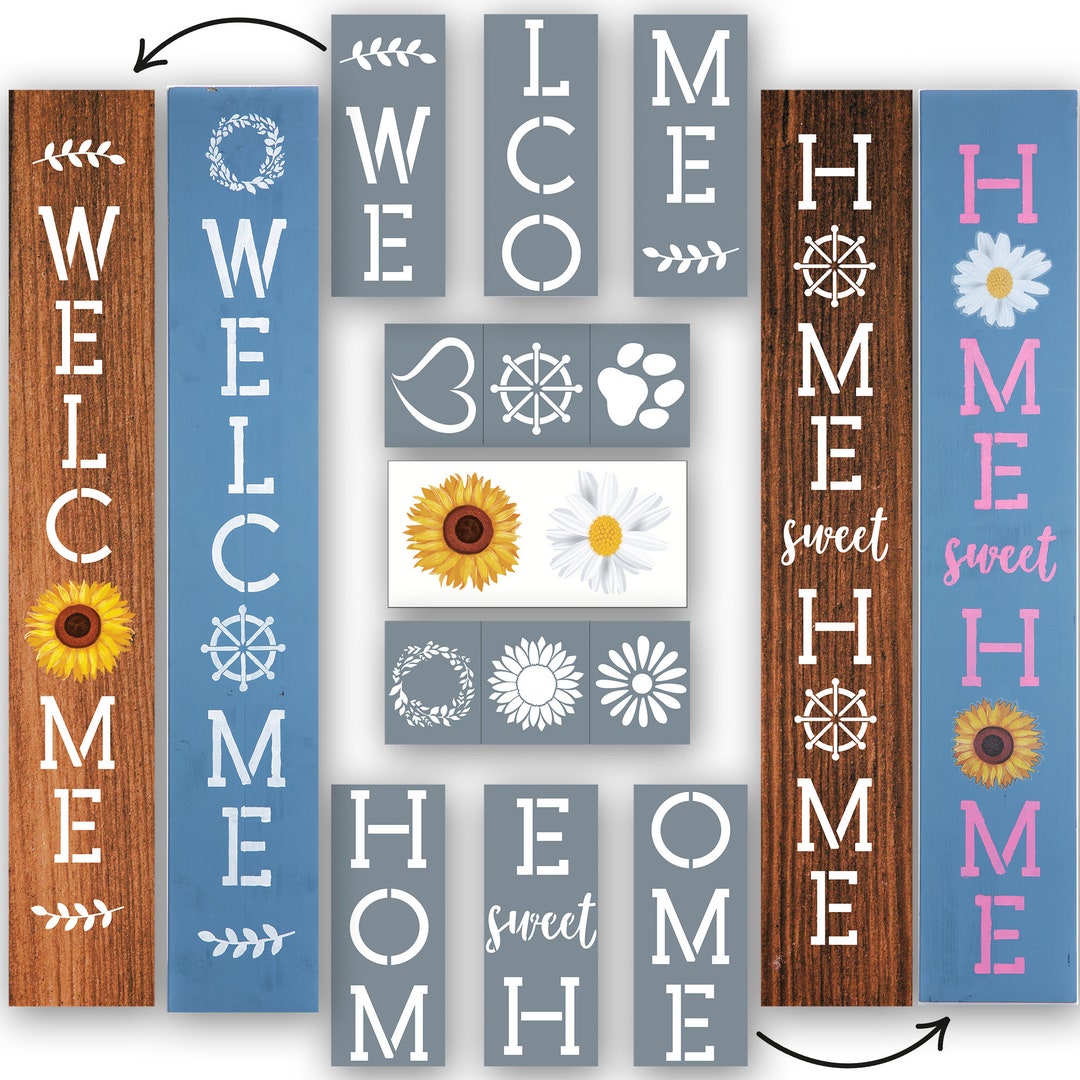 Vertical Stencils for Painting on Wood Signs, Home Sign Stencil