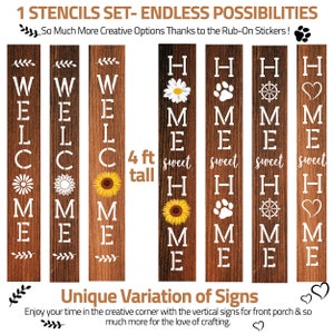 Vertical Welcome Home Sign Stencil: Floral DIY Painting Stencils Bild 2