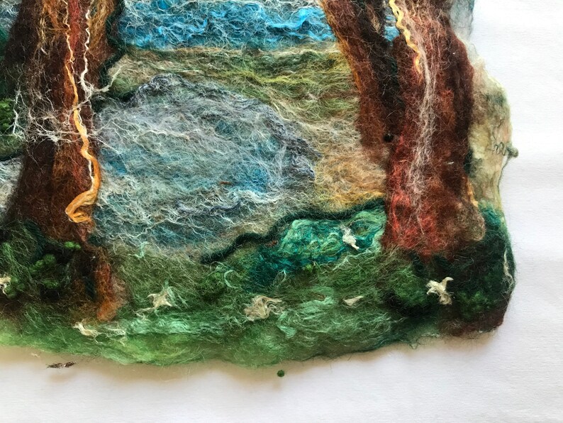 Woodland and River Felted picture Felt painting wet felting Etsy