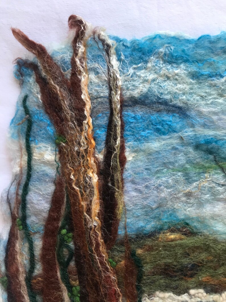 Woodland and River Felted picture Felt painting wet felting Etsy