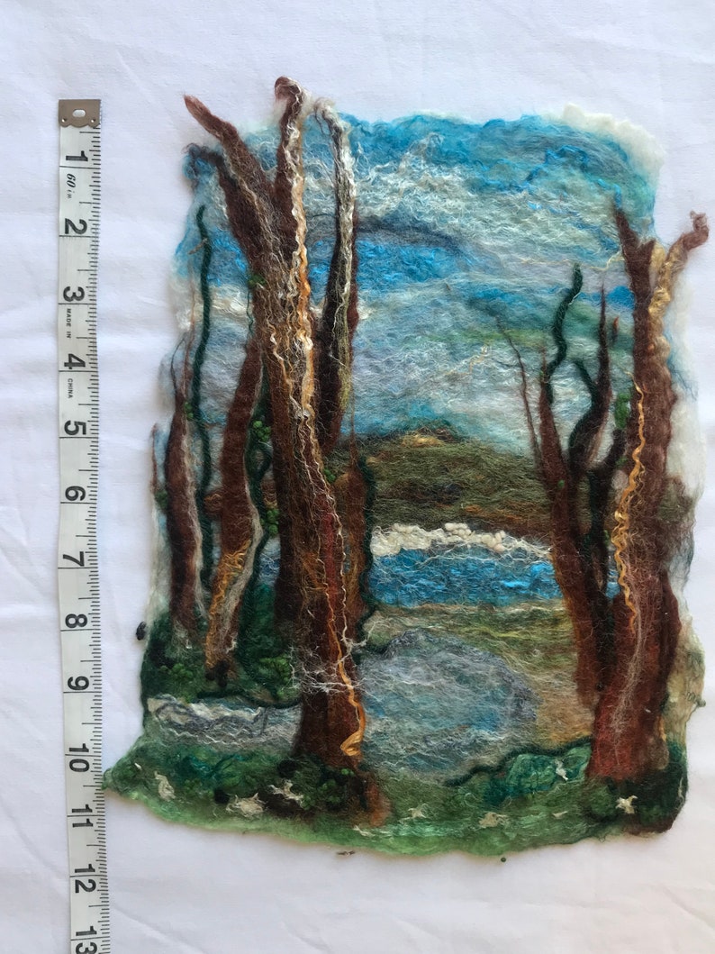 Woodland and River Felted picture Felt painting wet felting Etsy