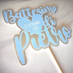 Cake topper multistrato personalizzato - Battesimo baby boy or girl - Decorazione festa compleanno - Party kit - Handmade