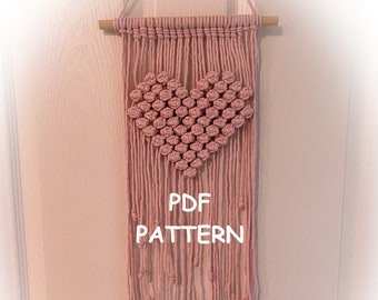 Macrame Wall Hanging Pattern - Berry Heart Wall Hanging Pattern - Wedding Decor - Nursery Wall Hanging - Wall Art - Fibre Art