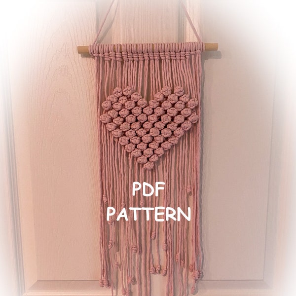 Macrame Wall Hanging Pattern - Berry Heart Wall Hanging Pattern - Wedding Decor - Nursery Wall Hanging - Wall Art - Fibre Art