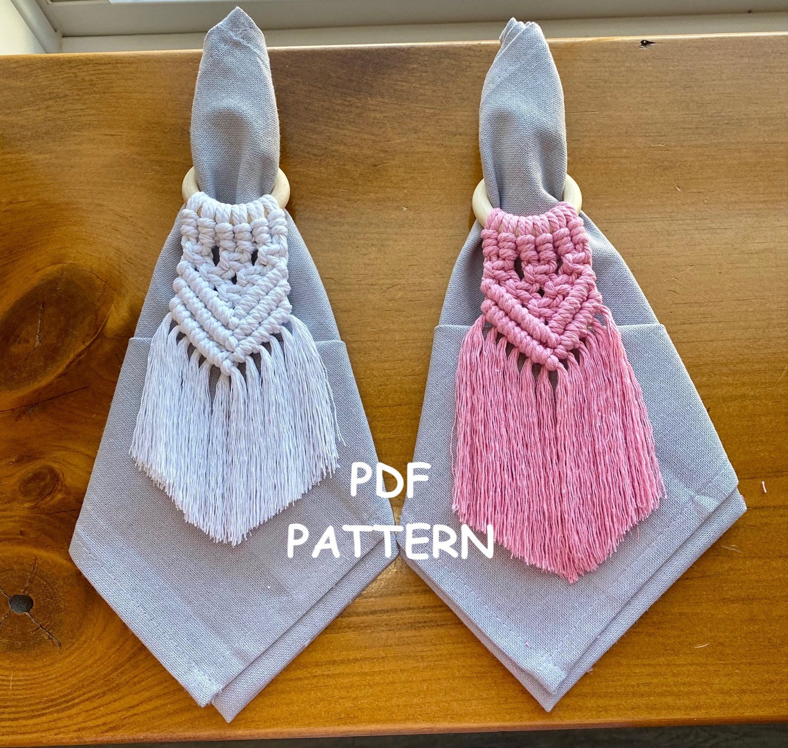 Macrame Napkin Ring Pattern Napkin Holder Pattern Wedding Decor Fibre