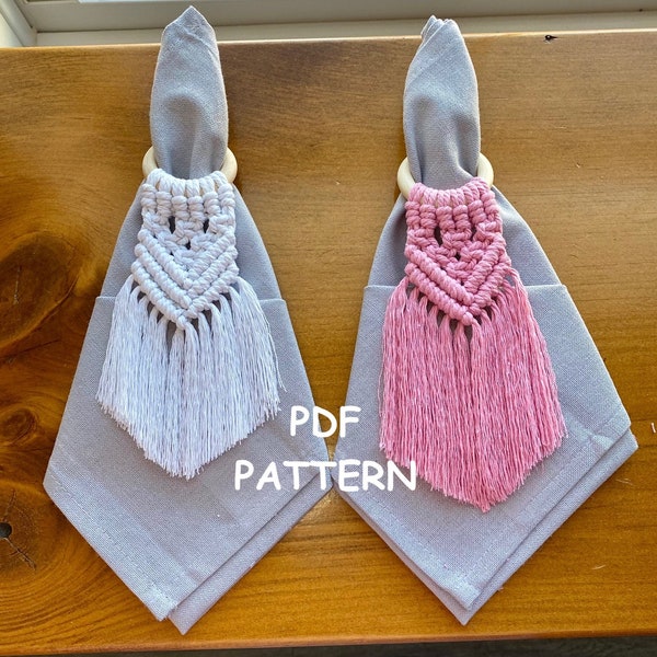 Macrame Napkin Ring Pattern - Napkin Holder Pattern - Wedding Decor - Fibre Art - Gifts