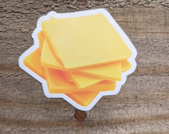 Cheese Sticker, Stack of Cheese Slices, Funny Food Decal, Dairy Lovers Sticker, Ironic Sticker, Laptop Decal, Cup Decoration