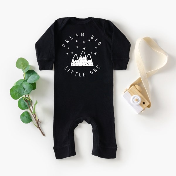 Dream Big Little One - Unique design, cute baby pajamas, pajamas for infants, baby pajamas, Dream Big, Mountains, Stars, Unisex, girl, boys