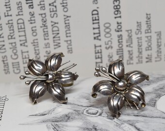 Old Mexico Sterling Clip On Hoop Earrings