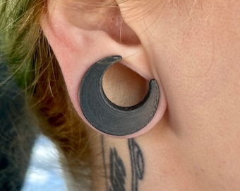 Crescent Saddle PAIR of Plugs, 0g - 3"! 8mm - 76mm 3D printed wood PLA gauges