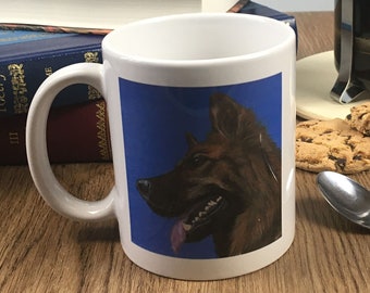 Mug, German Shepherd mug, cute mug, animal mug, ceramic mug, fun mug, homeware, tableware, coffee, tea, gift, gift for dog lovers, dog gift