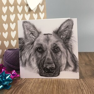 Greeting card, German Shepherd card, birthday, animal, stationery, German Shepherd, dog card, blank card, birthday card, card for dog lover