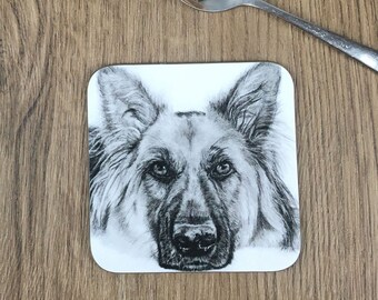 German Shepherd+Rose 'Love You Mum' Single Leather Photo Coaster A AD-GS1RlymSC German Shepherd+Rose 'Love You Mum' Single Leather Photo Coaster A AD-GS1RlymSC