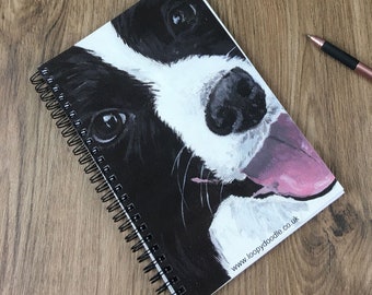 Border Collie Notebook, cute notebook, office stationery, office gift, spiral notebook, gift for animal lovers, dog gift, lined notebook