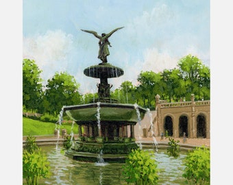 Impresión giclée de la Fuente Bethesda de Central Park: Arte mural de la ciudad de Nueva York