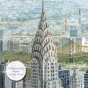 Chrysler Building watercolor painting, Fine art print, New York’s iconic Art Deco building, wall art