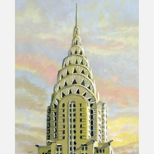 Chrysler Building painting, Fine art print, New York’s iconic, Art Deco building, wall art