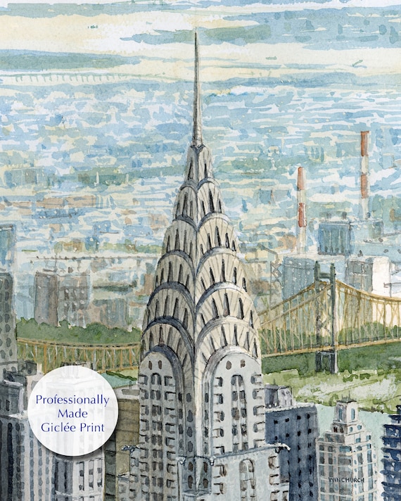 Chrysler Building Watercolor Art Print: New York Art Deco Wall
