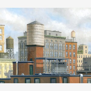 SOHO rooftops painting, New York City, Fine art print, Perfect for apartment decor and NYC lovers