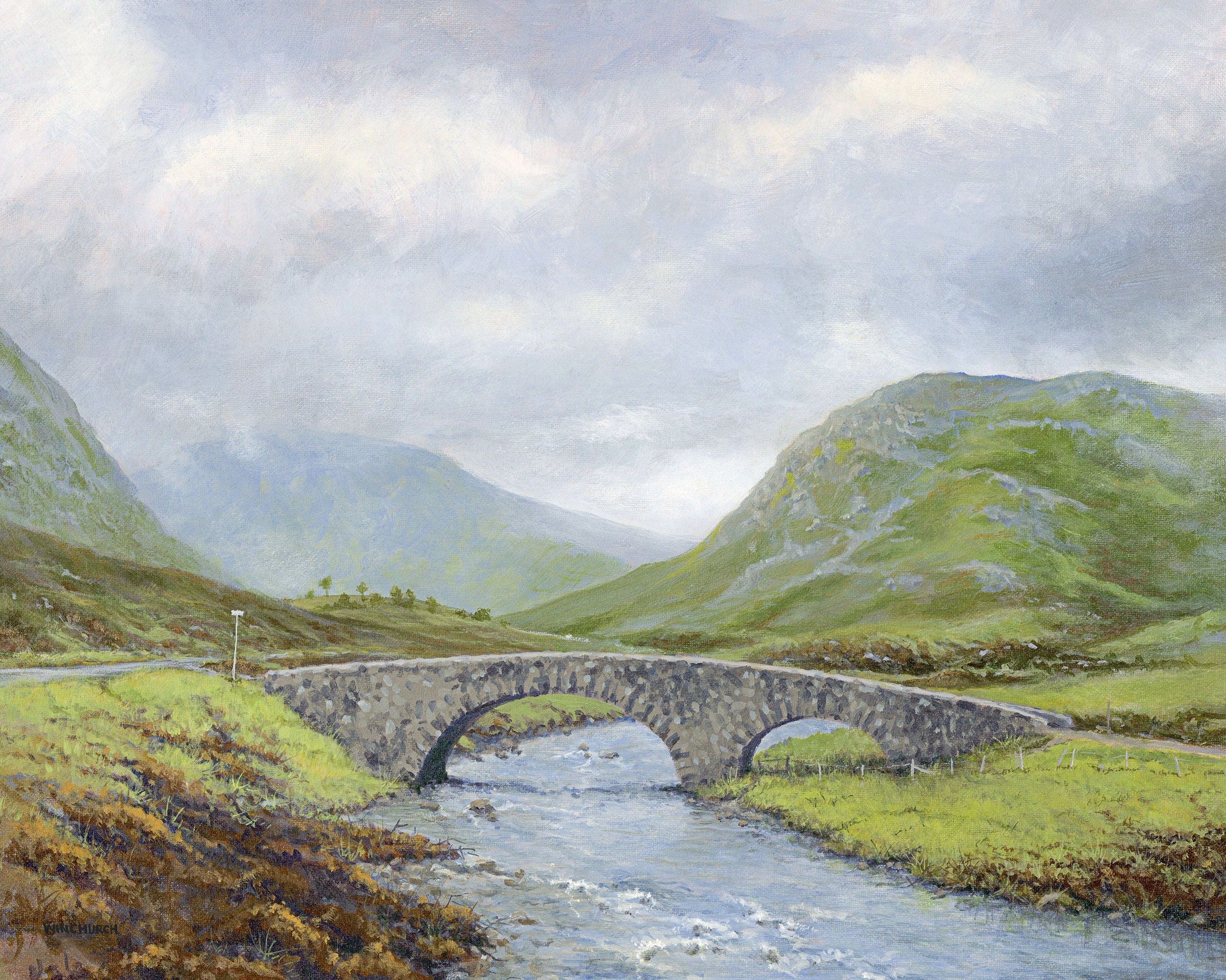 Scottish Highlands landscape painting, Fine art print, Wall art