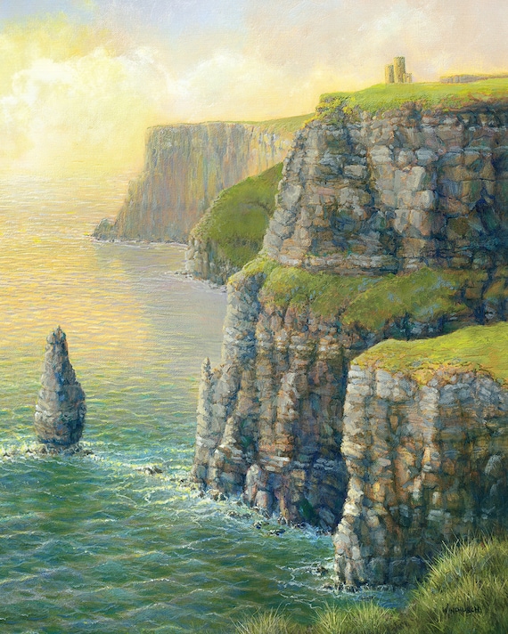 Cliffs of Moher Oil Painting, Famous Irish Sea Cliffs, Fine Art Print, Wall  Art - Etsy