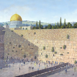 Western Wall art print, Jerusalem, oil painting