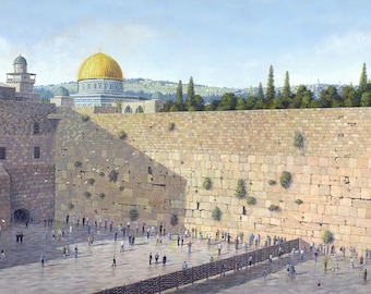 Western Wall art print, Jerusalem, oil painting