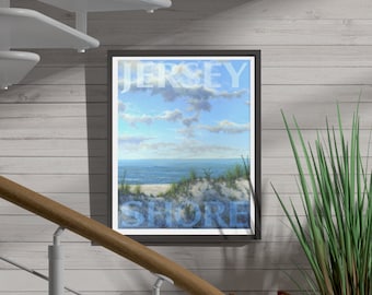 Jersey Shore beach art featuring Sand Dunes, Coastal beach home decor with typography print