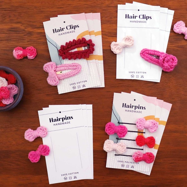 Printable HAIR CLIPS / PINS Tags - Downloadable Pdf. Hang tags packaging template. Instant Download.