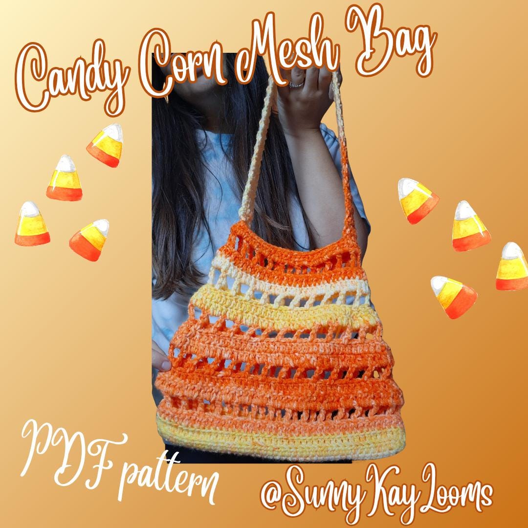 Candy Corn Crochet Bag Pattern – Digital PDF Mesh Tote Tutorial ...