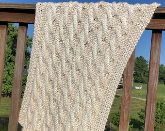 Reversible Cable Baby Blanket Knitting Pattern