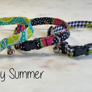 Fruit Cat or Kitten Collar: BREAKAWAY, kitten, Cherry, Watermelon, Lime, Summer, Handmade, custom, gift, small dog