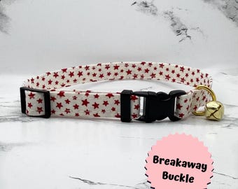 Collar de gato estrella hecho a mano: Breakaway, 100% algodón