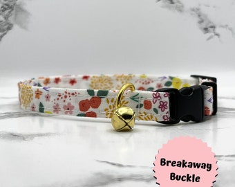 Floral Cat Collar: BREAKAWAY, kitten, spring, gift, custom, small dog, 100% cotton