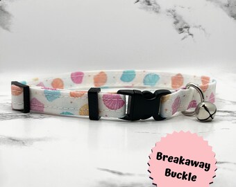 Collar para gatos con conchas marinas, hebilla de seguridad, collar ajustable con cascabel, Florida