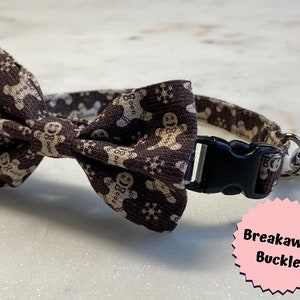 GingerBread Cat Collar: BREAKAWAY, kitten, Christmas, bell, gift, bow tie, brown, xmas