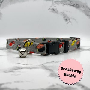 Sushi Cat or Kitten Collar, Bow tie, scrunchie, sashimi, breakaway buckle, handmade, custom, gift, small dog, personalized