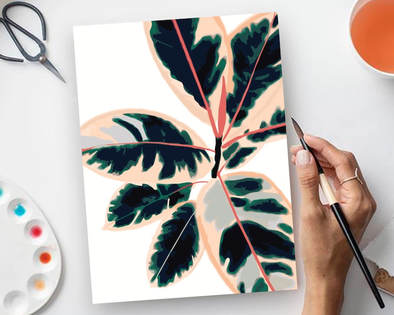 Leaves/ DIY Painting/ Flowers Paint by number kit /Color by image 1