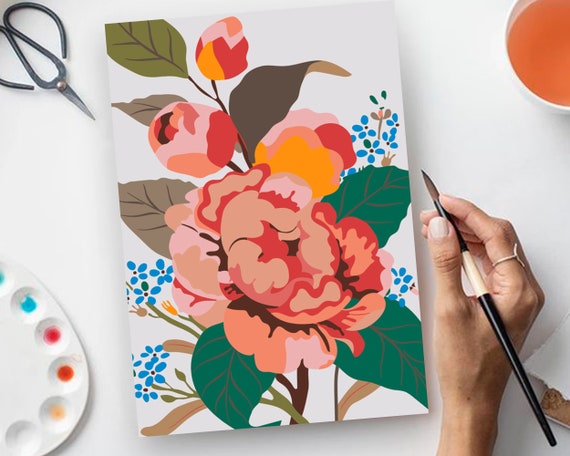 Red Flower Painting Design Still Life Paint by Number Kit - Etsy