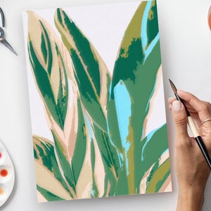 Green Leaves/ DIY Painting/ Flowers Paint by number kit/Color by number kit/Floral Printable Art Color By Number Painting/Art Project AD0051