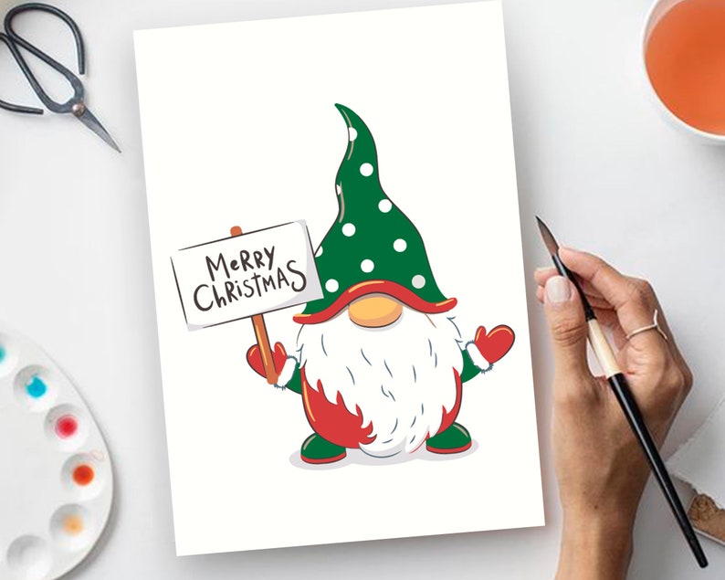 Christmas Painting Design Gnome Paint by Number Kit Merry Christmas by