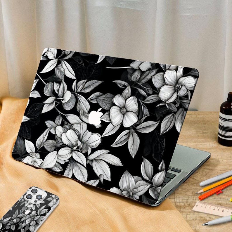 Elegant Black Floral MacBook Air 13 Inch Case Flower MacBook Pro 15 ...