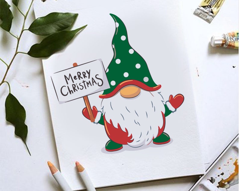 Christmas Painting Design Gnome Paint by Number Kit Merry Christmas by