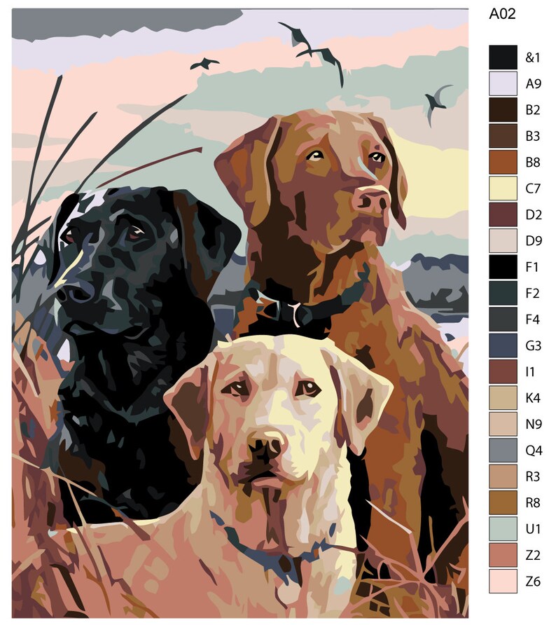 Paint by Numbers Dogs Painting DIY Kit for Adults Dog Painting - Etsy
