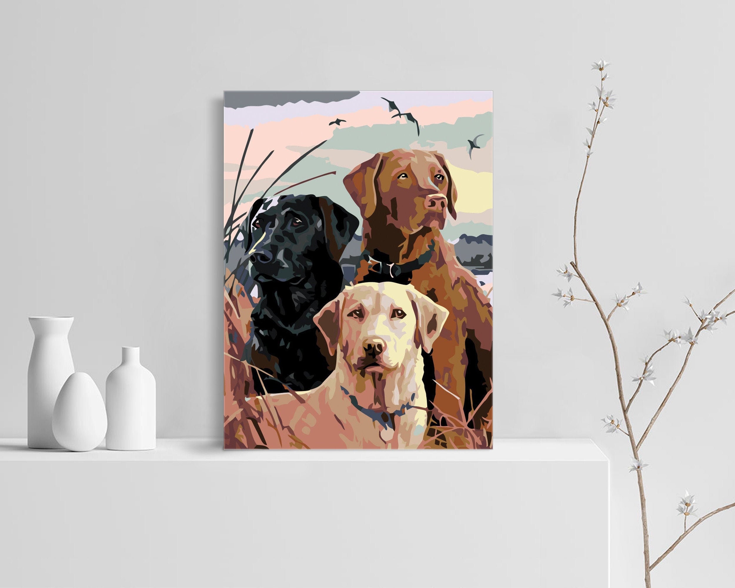 Paint by Numbers Dogs Painting DIY Kit for Adults Dog Painting Etsy