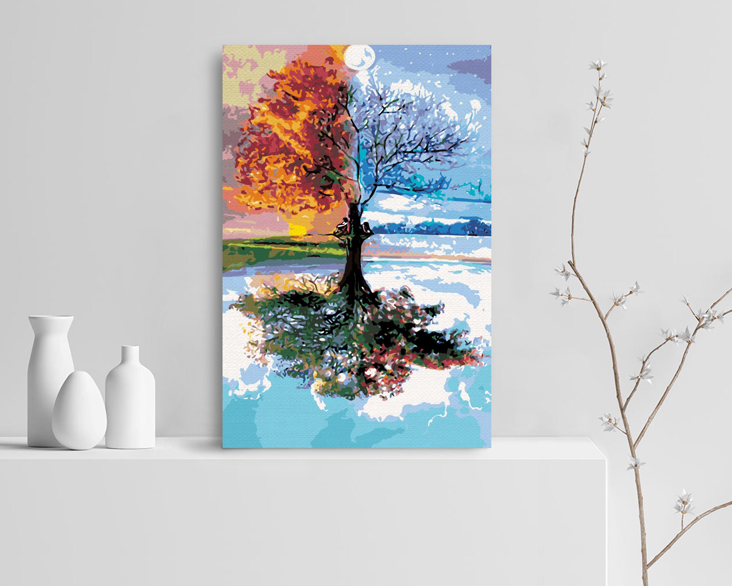 Four Season Tree Paint by Number Kit DIY Painting by Number for Adults  Framed Canvas Paint by Number Numbers Kit Personalized Gift 