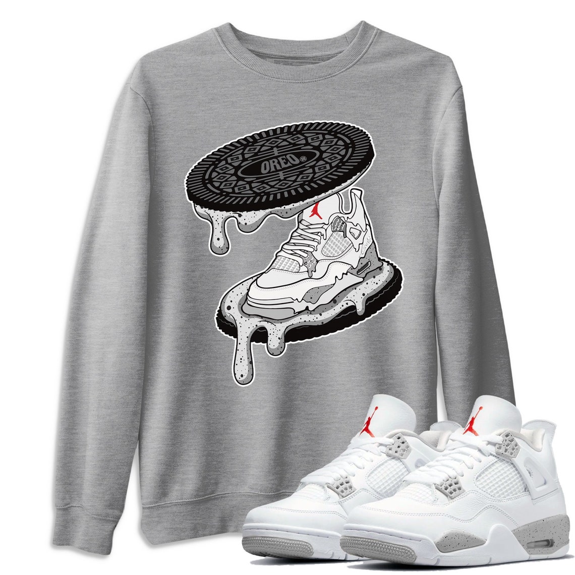 Air Jordan 4 White Oreo Sneaker Shirts And Sneaker Matching | Etsy
