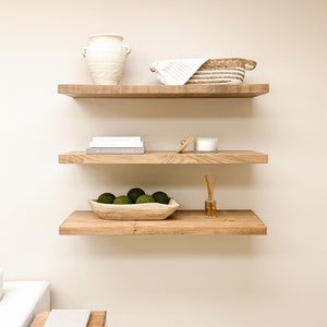 Rustic Floating Shelves in Aged Oak