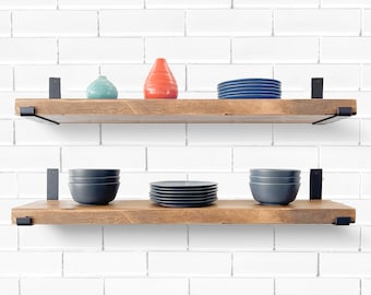 Rustic Shelves with J-Brackets, Book Shelf, Kitchen shelves