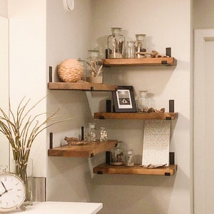 Rustic Shelves with J-Brackets, Book Shelf, Kitchen shelves